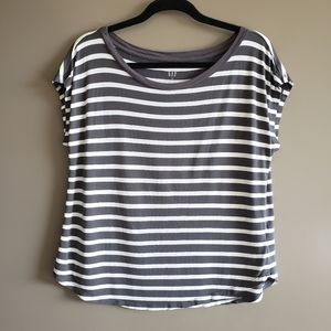 GAP Charcoal & White Stripe Muscle Tee Med Mariner Stripe